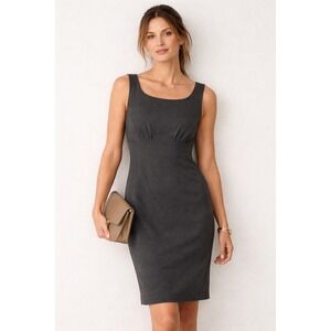 Gap Womens Charcoal Gray Sleeveless Pleated Empire Waist Sheath Dress Size 8